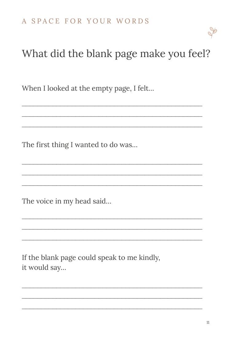 Oh, Me? page 11: What did the blank page make you feel?